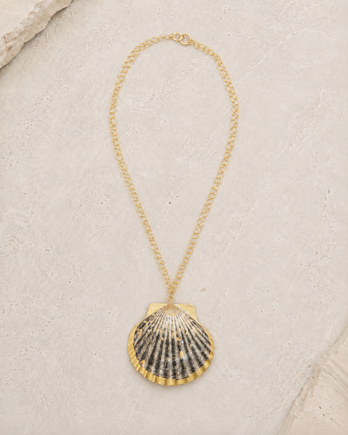 Double chain Scallop Necklace